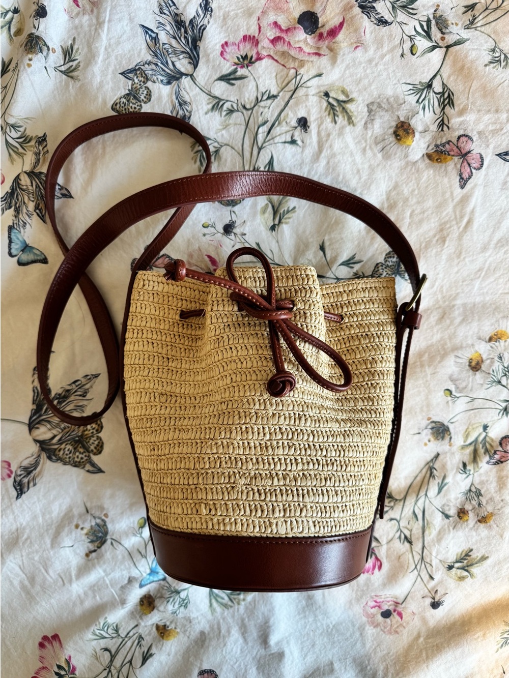 Sezane Mini Farrow Raphia Bag